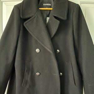 Express black pea coat. Brand new. Size large.